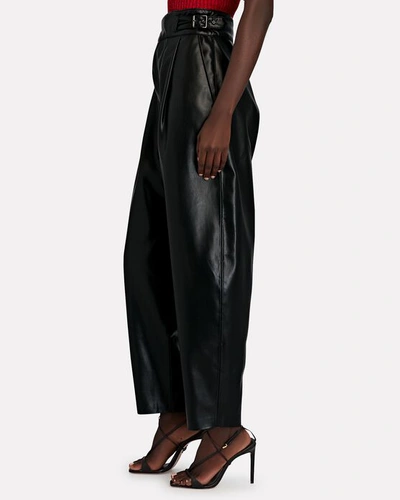 Shop Agolde Vegan Leather Tapered Wrap Pants In Black