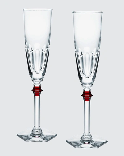 Shop Baccarat Harcourt Eve Flute, Set Of 2 In Clear/red