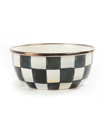 Shop Mackenzie-childs Courtly Check Enamel Pinch Bowl In Black/white