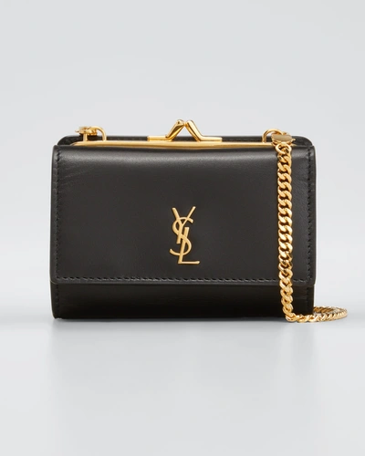Shop Saint Laurent Ysl Smooth Leather Clutch Belt Bag In Black