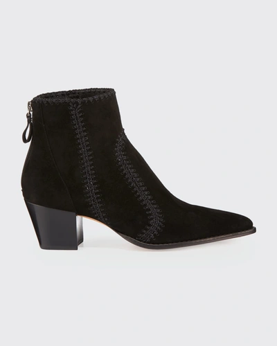 Shop Alexandre Birman Benta Stitched Velvet Booties In Black