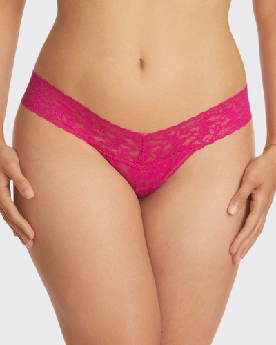 Shop Hanky Panky Signature Lace Low-rise Thong In Medium Pink