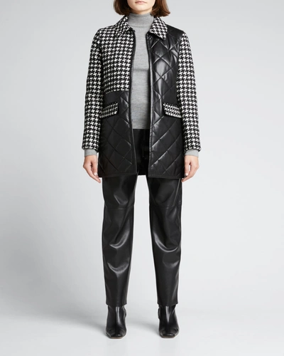 Shop Alice And Olivia Susan Vegan-leather Quilted Peacoat In Blackwhite