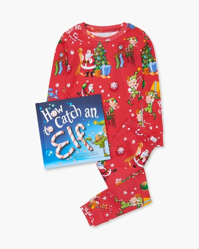 Shop Books To Bed Kid's How To Catch An Elf Printed Pajama Gift Set In Red