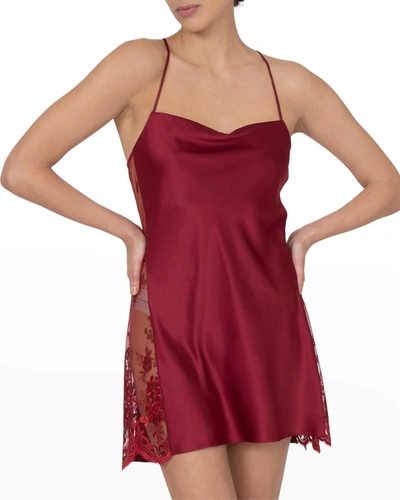 Shop Rya Collection Darling Satin Chemise In Sangria
