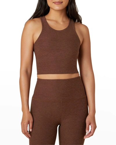 Shop Beyond Yoga Focus Cropped Tank Top In Mahogany Brown He