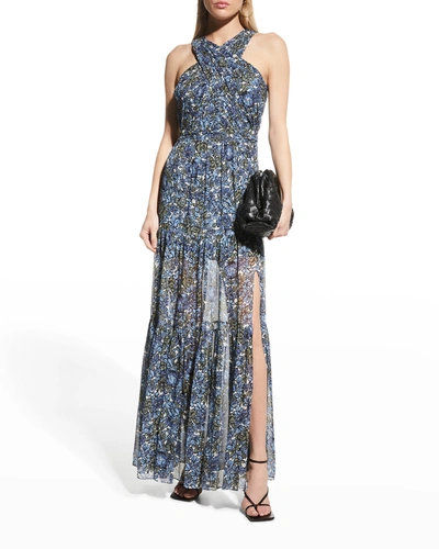 Shop Veronica Beard Florencia Maxi Dress In Blue Multi