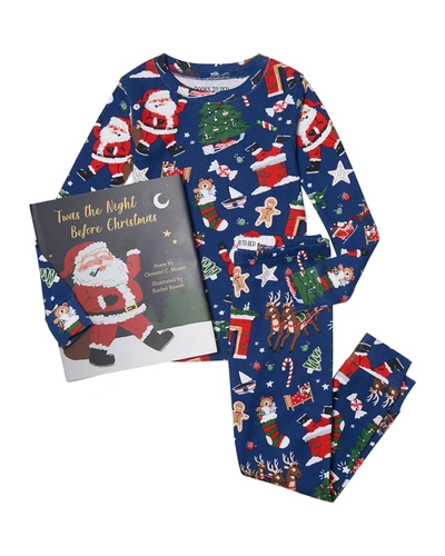 Shop Books To Bed Kid's Twas The Night Before Christmas Printed Pajama Gift Set In Blue