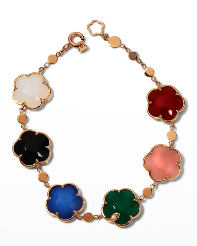 Shop Pasquale Bruni Joli Multicolor Flower Bracelet In Rose Gold