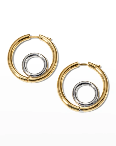 Shop Demarson Bicolor Halo Hoop Earrings In Gold And Silver In Gold Silver
