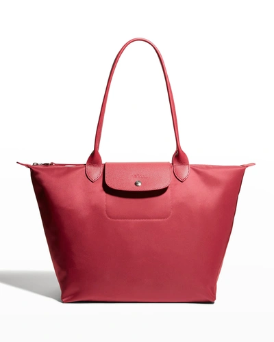 Shop Longchamp Le Pliage Neo Large Shoulder Bag In Raspberry