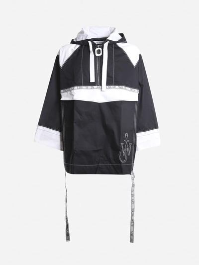 Shop Jw Anderson Cotton Parka With Contrasting Inserts In Black