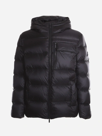 Shop Hogan Quilted Nylon Down Jacket In Black
