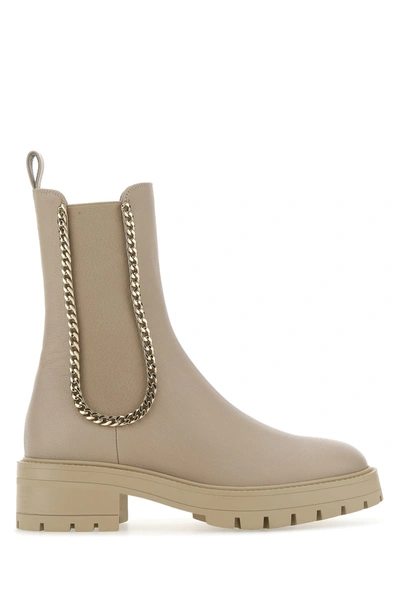 Aquazzura Mason Chain-embellished Textured-leather Chelsea Boots In  Neutrals | ModeSens