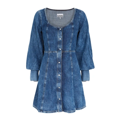 Shop Ganni Blue Denim Mini Dress
