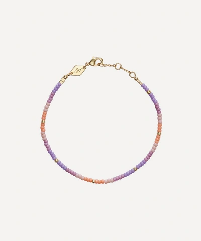 Shop Anni Lu Gold-plated Tie-dye Beaded Bracelet In Peach Blossom
