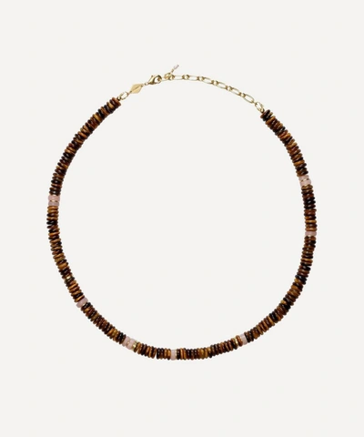Shop Anni Lu Gold-plated Eye Of The Tiger Multi-stone Beaded Necklace In Tiger's Eye