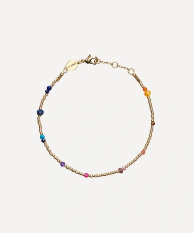 Shop Anni Lu Gold-plated Purple Rain Multi-stone Beaded Bracelet