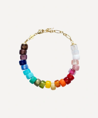 Shop Anni Lu Gold-plated Big Nuanua Beaded Bracelet In Rainbow