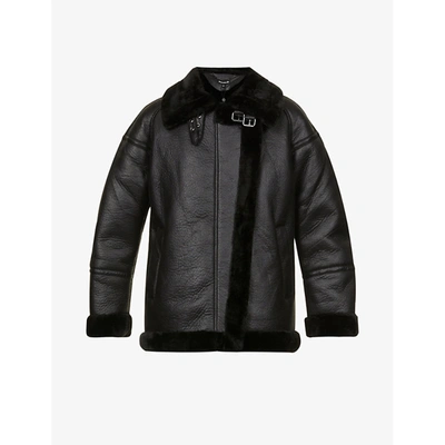 Shop Whistles Lauren Faux-fur Biker Jacket In Black