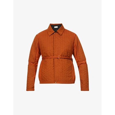 Shop Craig Green Mens Orange Quilted Contrast-panel Shell Jacket S