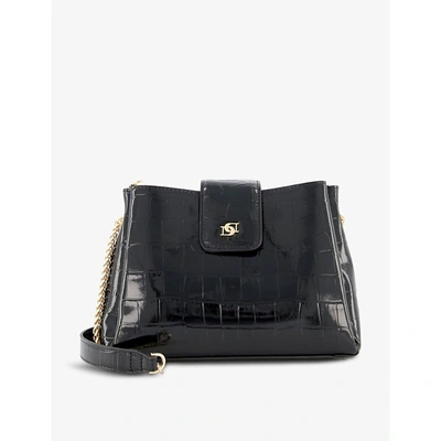 Shop Dune Womens Black-croc Devettia Croc-effect Patent Shoulder Bag 1 Size