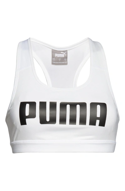 Shop Puma 4keeps Mesh Back Medium Impact Sports Bra In  White