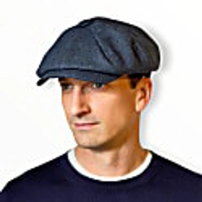 Mister Miller - Master Hatter Men's Alberts Tides Bakerboy Cap In Navy Blue Merino Lambswool In Merino