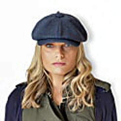 Mister Miller - Master Hatter Men's Alberts Tides Bakerboy Cap In Navy Blue Merino Lambswool In Merino