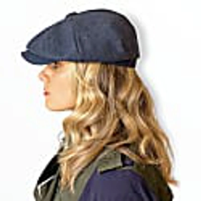 Mister Miller - Master Hatter Men's Alberts Tides Bakerboy Cap In Navy Blue Merino Lambswool In Merino