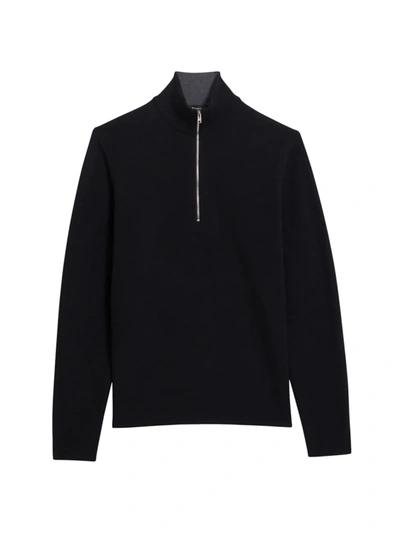 Shop Theory Arnaud Merino Wool Quarter-zip Sweater In Black