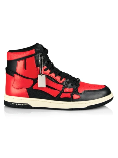 Shop Amiri Skeleton Bone High-top Sneakers In Black Red