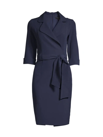Black Halo Lucinda Faux Wrap Coat Dress In Pacific Blue