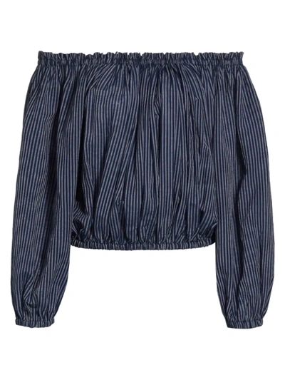 Shop Rag & Bone Women's Mimi Off-the-shoulder Stripe Top In Blu Stripe