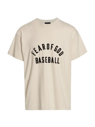 Shop Fear Of God Baseball Logo T-shirt In Sand Black