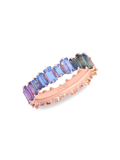 Shop Djula Women's Rainbow 18k Rose Gold & Sapphire Ring In Pink Gold