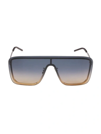 Shop Saint Laurent Women's Mask Sl 364 99mm Shield Sunglasses In Shiny Silver