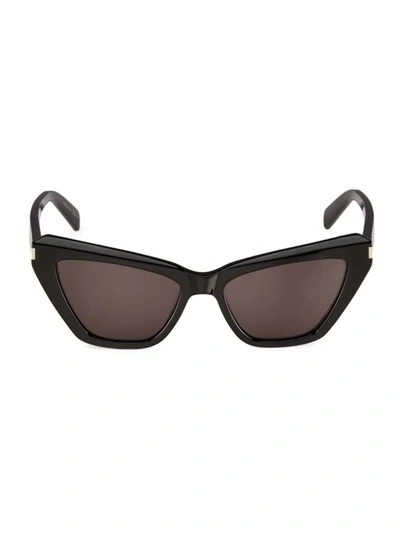 Shop Saint Laurent Women's Corner Angle 54mm Cat Eye Sunglasses In Shiny Black