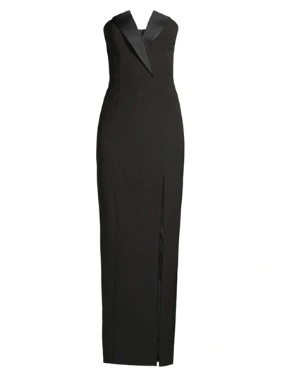 Shop Aidan Mattox Women's Strapless Column Gown In Black