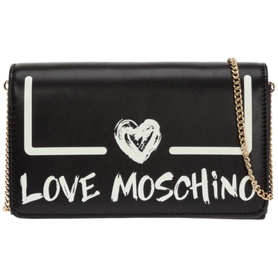 Bouwen op achterlijk persoon Groenten Love Moschino Logo Paint Chain Shoulder Bag In Black | ModeSens