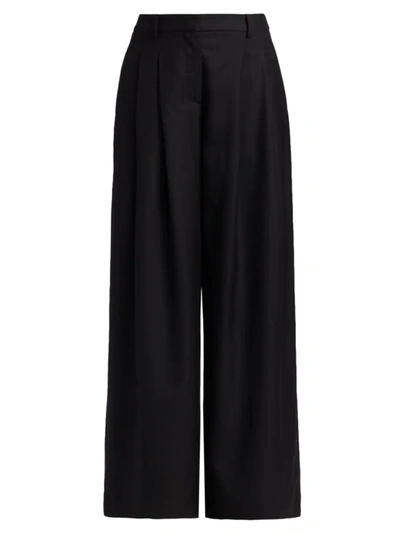 Shop Nili Lotan Women's Dillon Wide-leg Pants In Black