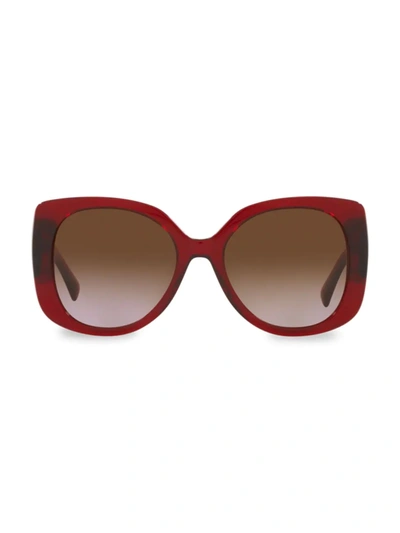 Shop Versace 56mm Rectangle Sunglasses In Transparent Red