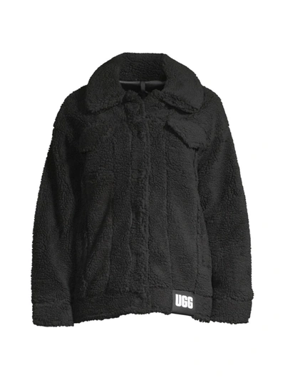 Shop Ugg Women's Frankie Faux Shearling Trucker Jacket In Black
