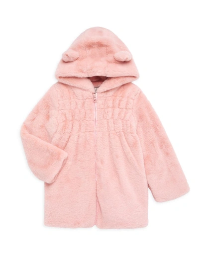 Shop Widgeon Baby's & Little Girl's Ruched Faux Fur Ear Coat In Strawberry