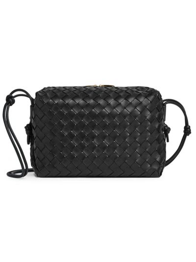 Shop Bottega Veneta Women's Medium Nodini Intrecciato Leather Shoulder Bag In Black Gold