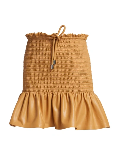 Shop A.l.c Women's Jenny Smocked Vegan Leather Mini Skirt In Petite Grain