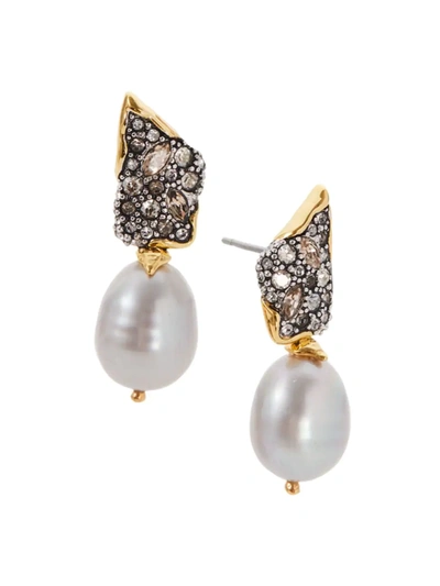Shop Alexis Bittar Women's Solanales Crystal, 14k Gold-plated & Rice Pearl Drop Earrings In Champagne