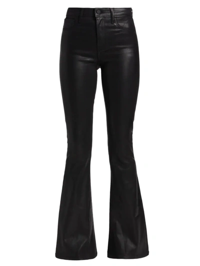 L'agence Kendra High Rise Cropped Flared Jeans In Noir Coated In Black