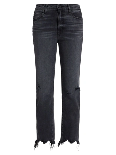 Shop Jonathan Simkhai Standard Women's River High-rise Distressed Stretch Straight-leg Jeans In Vintage Noir
