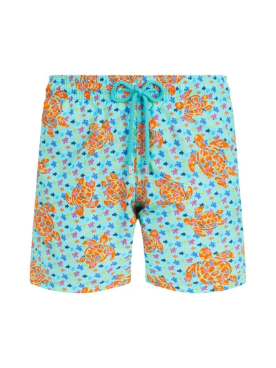 Shop Vilebrequin Men's Multicolor Logo Swim Shorts In Lagon
